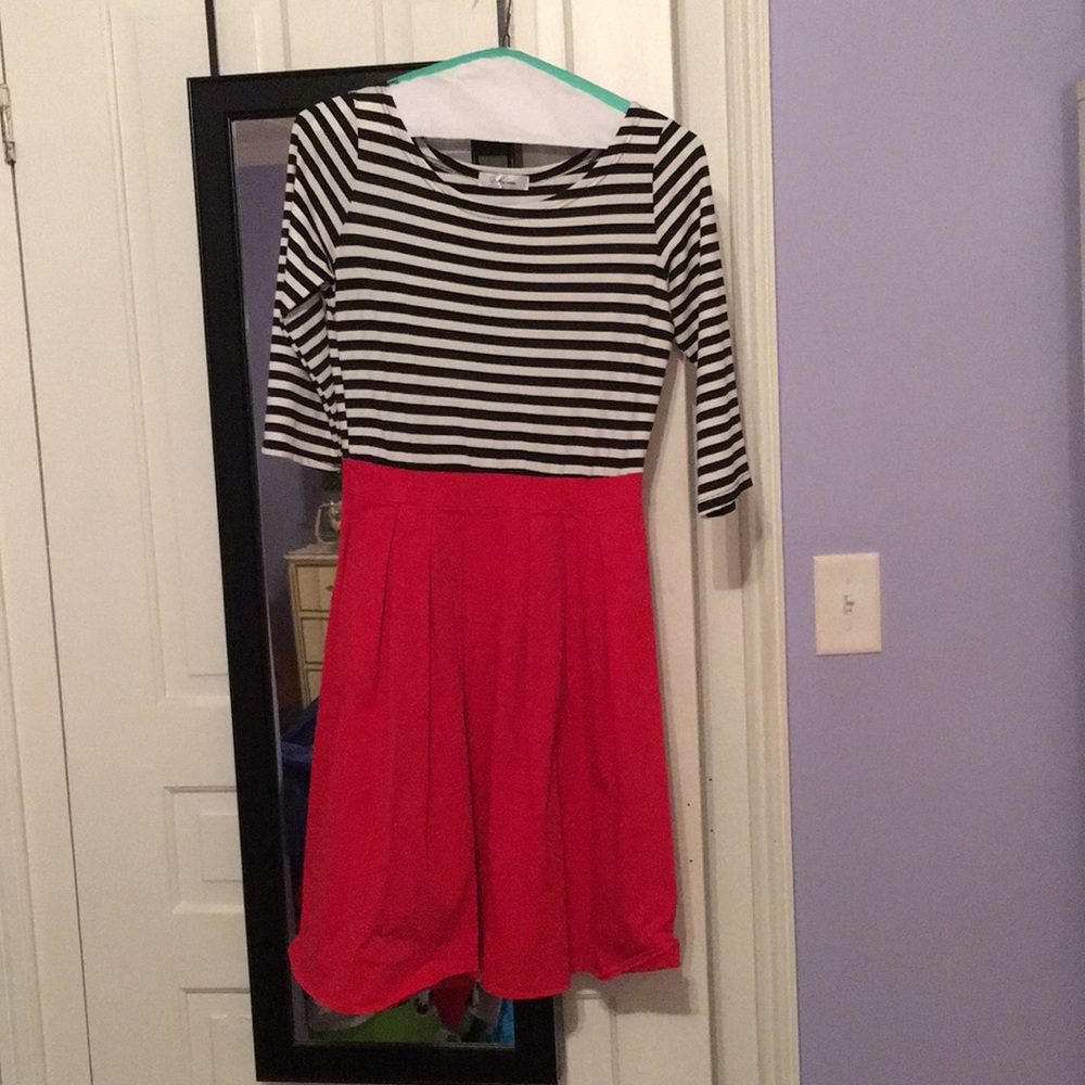 Stripped and red dress
